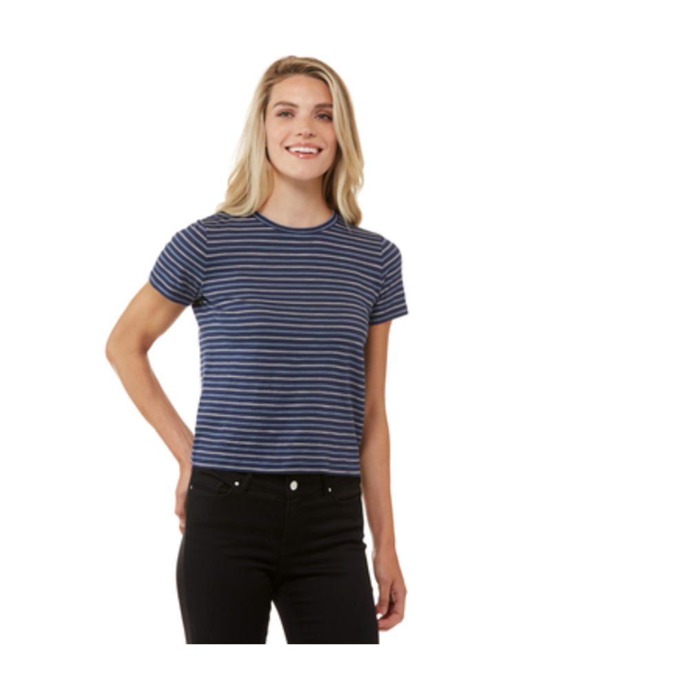 Michael Kors Railroad Stripe Baby Tee Haze Size XS 1716